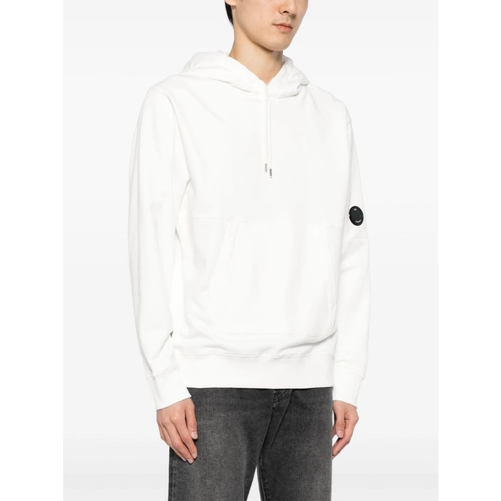 C.P. Company Witte Katoenen Sweater met Lens Detail White Heren