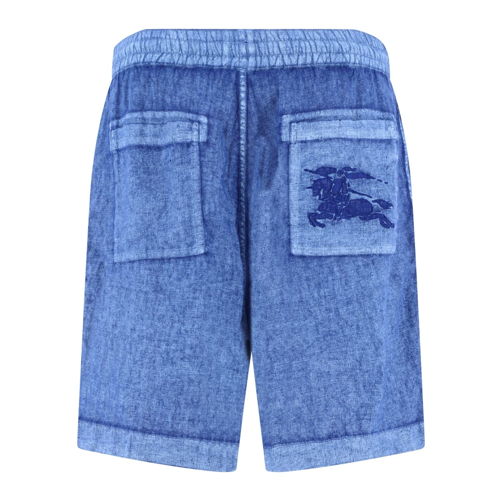 Burberry Linnen shorts met trekkoord Blue Heren