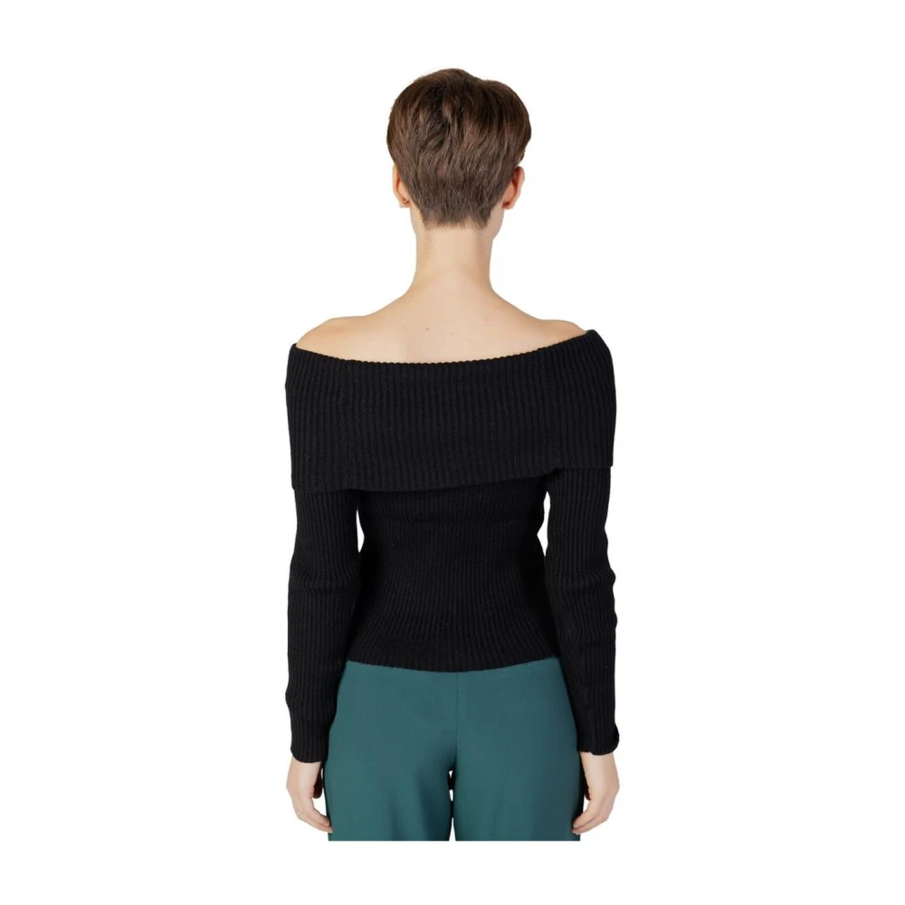 Only Zwarte Viscose Gebreide Trui Black Dames