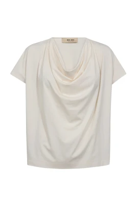 Elegant Draperad Tee Top Ecru