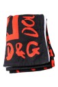 serviette-de-plage-en-coton-noir-avec-logo-imprime-rouge
