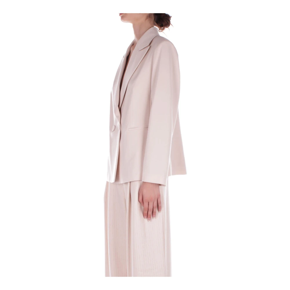 H2O Crème Double-Breasted Jas met Zakken Beige Dames