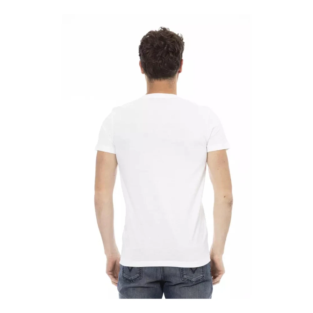 Trussardi Heren Bedrukt V-Hals T-Shirt White Heren