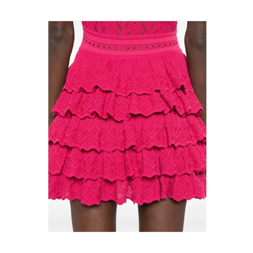 Antonino Valenti Roze Gebreide Gelaagde Rok Jurk Pink Dames