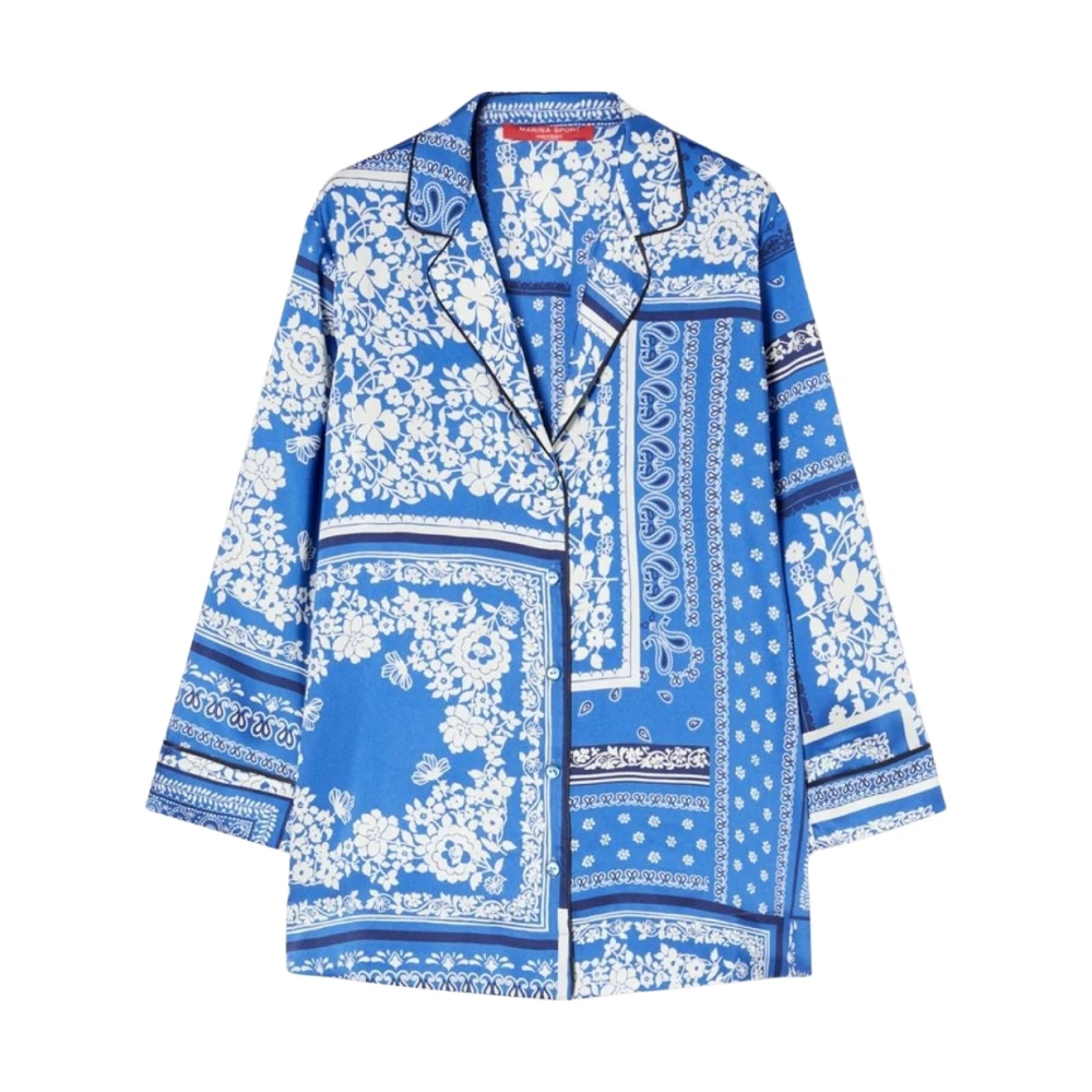 Marina Rinaldi Bohemian Elegantie Print Blouse Blue Dames