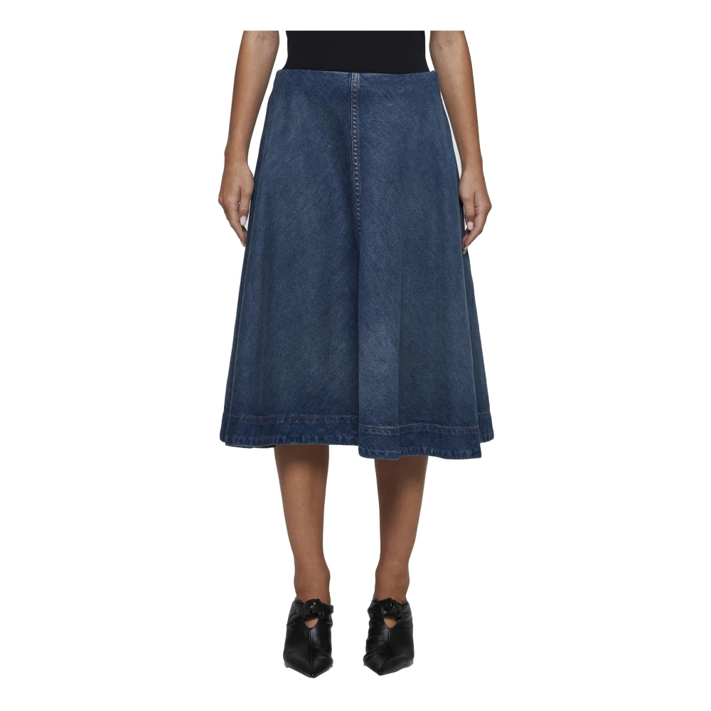 Khaite Blauwe Denim A-Lijn Rok Blue Dames