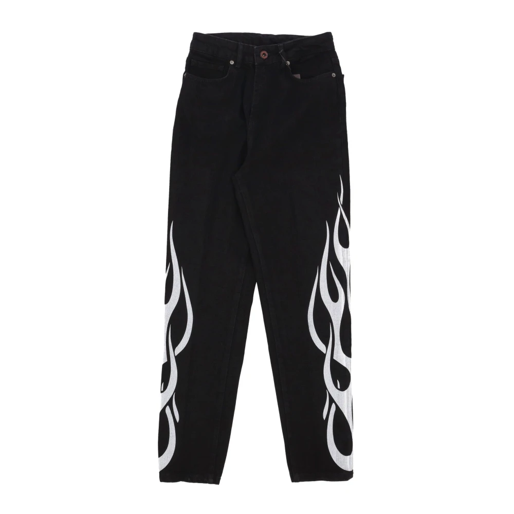 Vision OF Super Flames Denim Jeans Zwart Wit Black Heren
