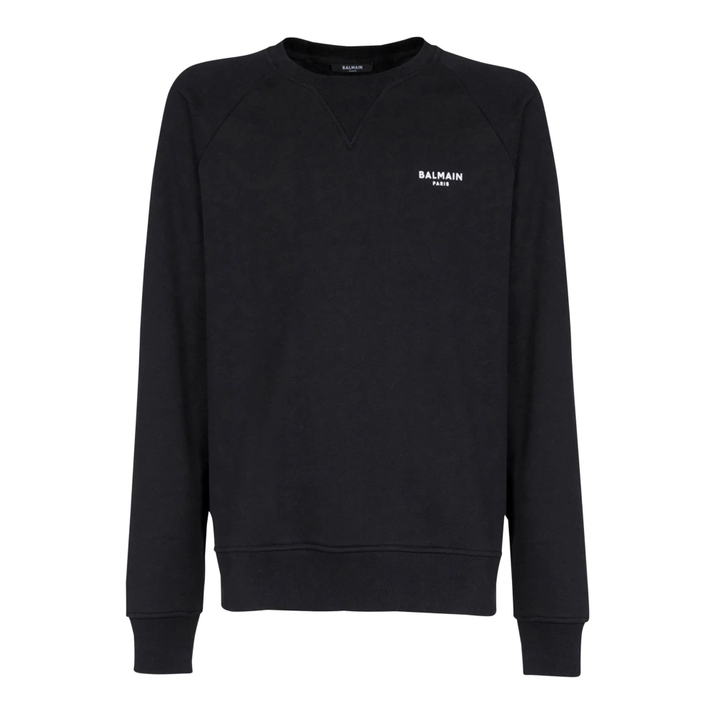 Balmain Paris Flocked Sweatshirt Black, Herr