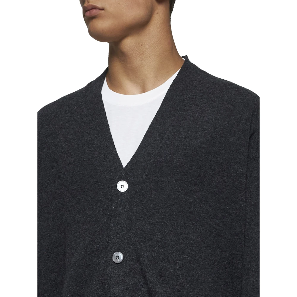 Studio Nicholson 12gg Gebreide Vest van Wol Black Heren
