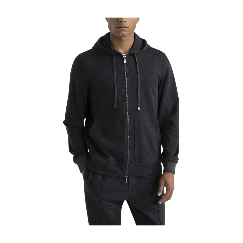 PESERICO Zachte katoenen sweatshirt met tricot afwerking Gray Heren
