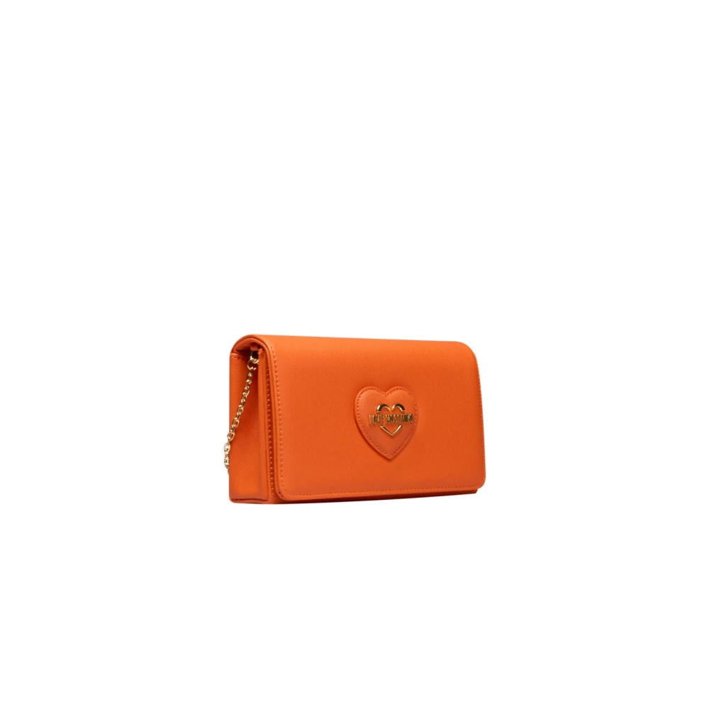 Love Moschino Schoudertas met Ketting en Gouden Details Orange Dames