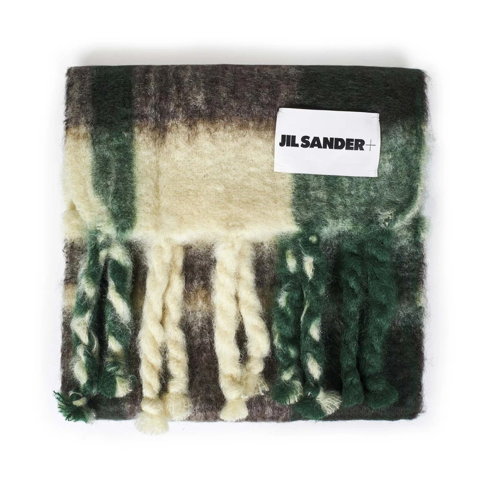 Jil Sander Gevlochten Franje Sjaal Groen Geel Bruin Multicolor Heren