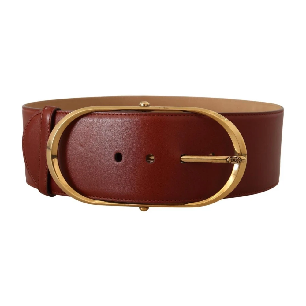 Dolce & Gabbana Vrouw Bruin Leren Riem Ovale Gesp