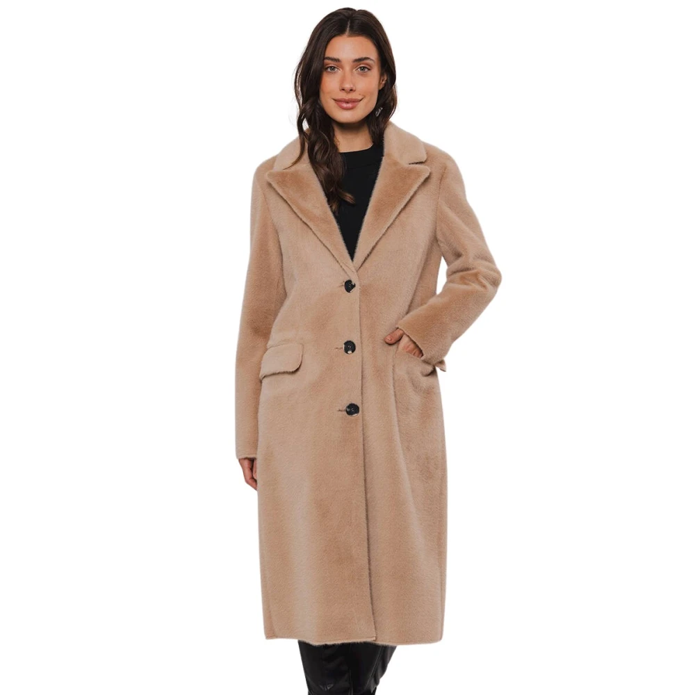Rino&Pelle Lange Single Breasted Jas Beige Dames