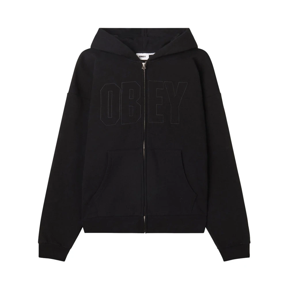 Obey Zwarte Rits Hoodie Extra Zwaar Black Heren