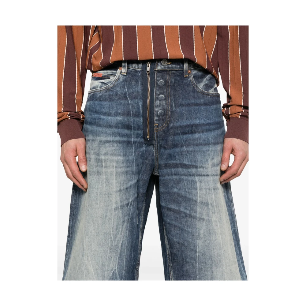 Martine Rose Indigo Blauwe Rits-Front Jeans Blue Heren