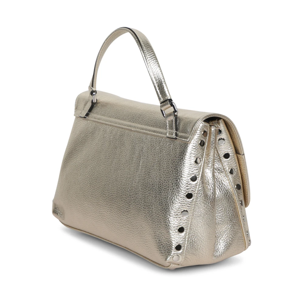 Zanellato Metallic Leren Schoudertas Gray Dames