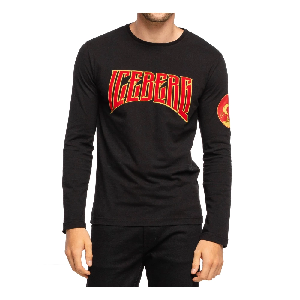 Iceberg Men's Black Cotton T-Shirt - Long Sleeve T-Shirts - S - Tops
