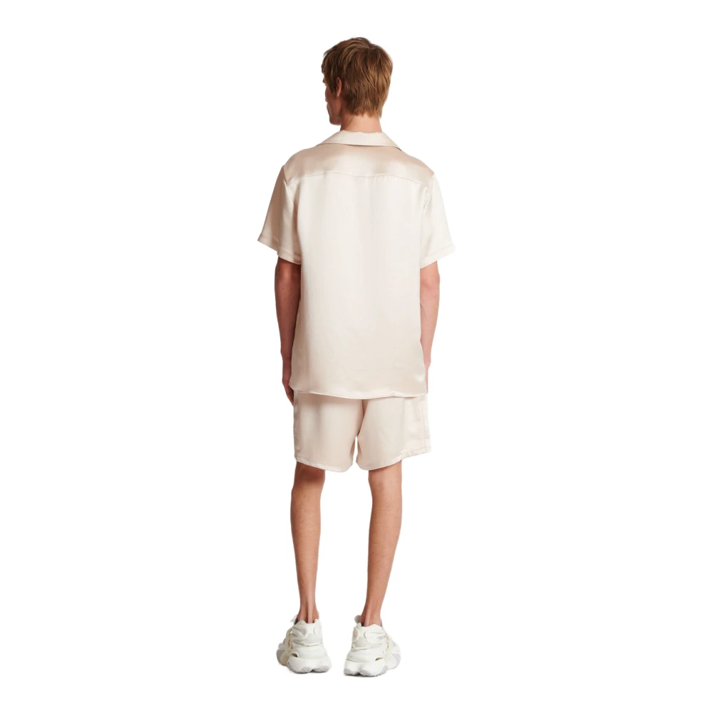 Balmain Geborduurde PB Logo Pyjama Shirt Beige Heren