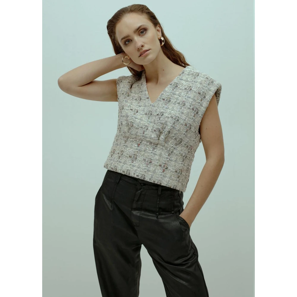 Homage Zwarte Flowy Coated Geplooide Jeans Black Dames