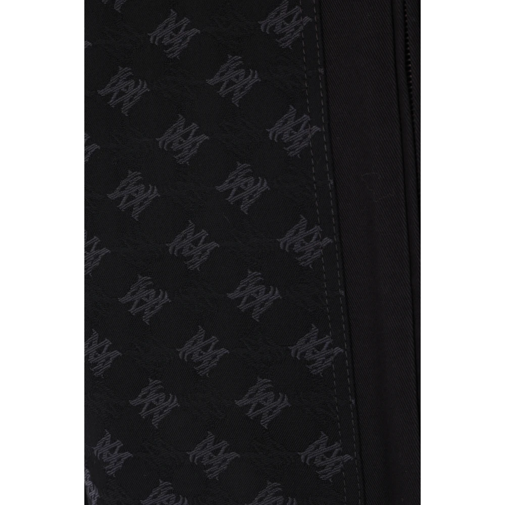 Amiri Zwarte Denim Wollen Jas met Jacquard Details Black Heren