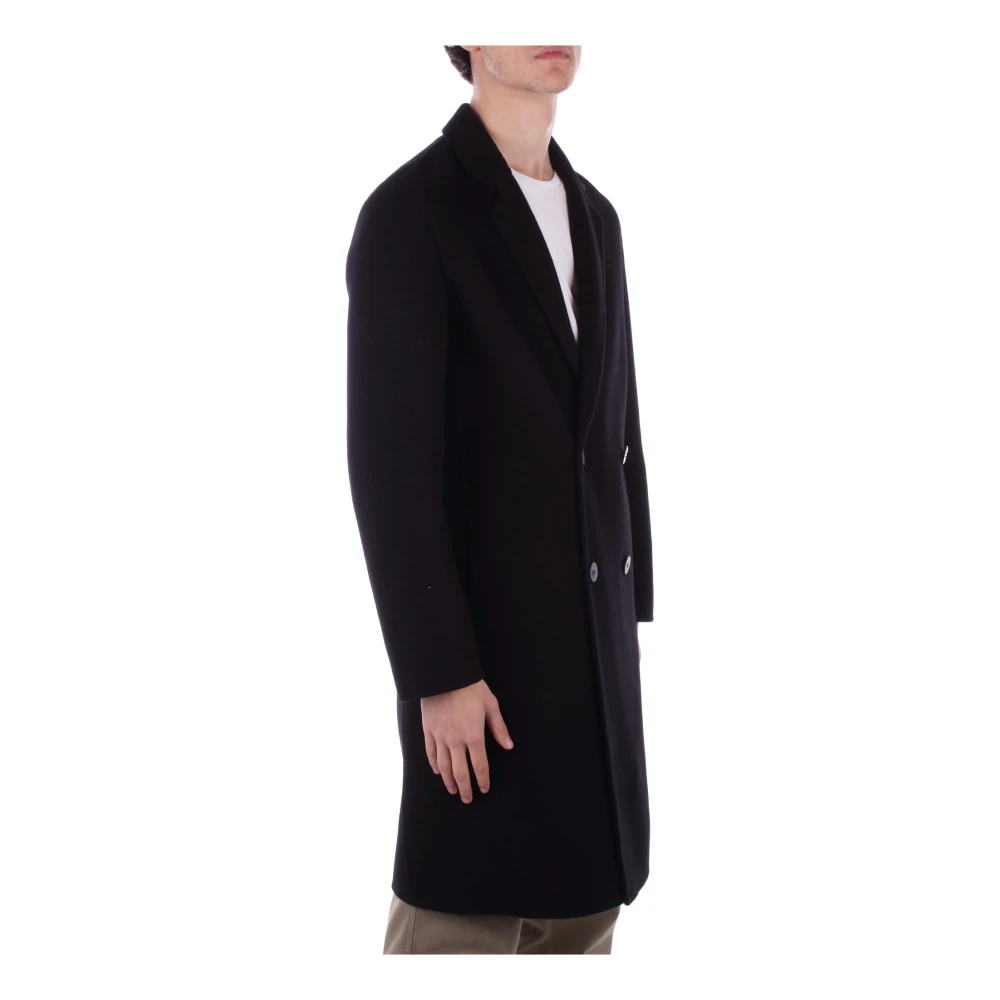 Alpha Studio Zwarte dubbelrijige jas Black Heren