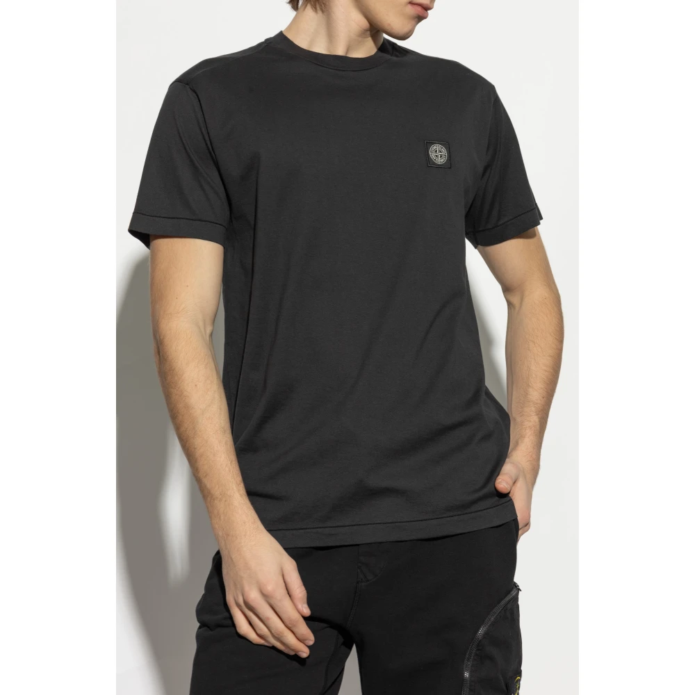 Stone Island Logo T-Shirt Black Heren