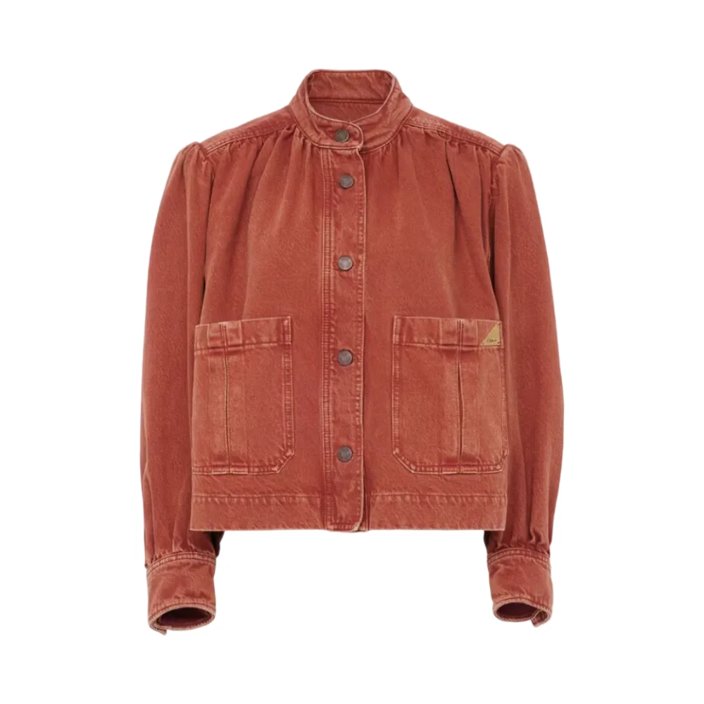 Chloé Orange High-Neck Gathered Jacket - Female - Denim Jackets - M - Jackets