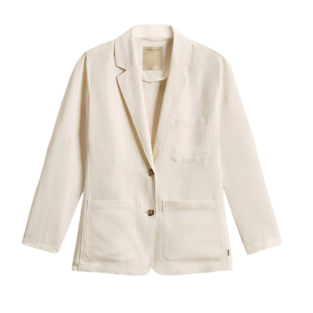 Woolrich Beige Blazers, Female, M, Lyocell Linen Blazer