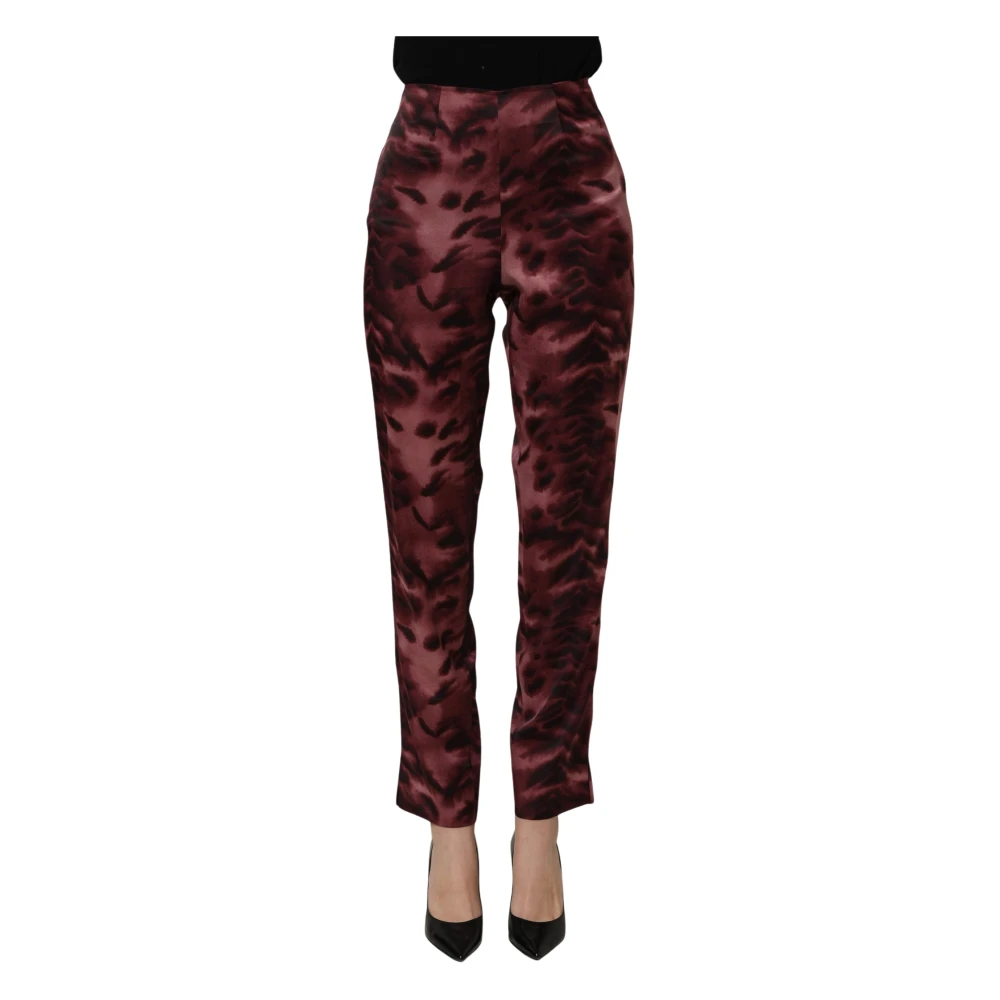 Bencivenga High Waist Patterned Straight Trouser Trousers - Female - Straight Trousers - Red - S - Trousers