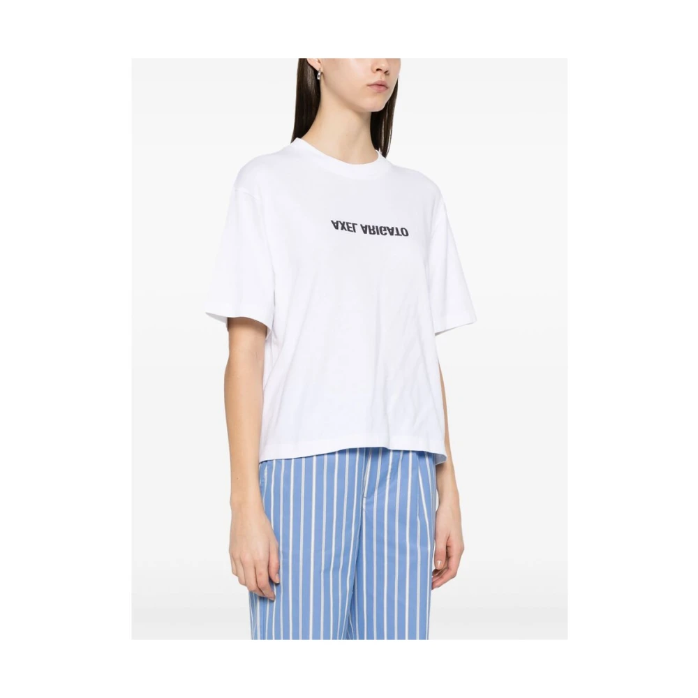 Axel Arigato Wit T-shirt met logo-opdruk en ronde hals White Dames