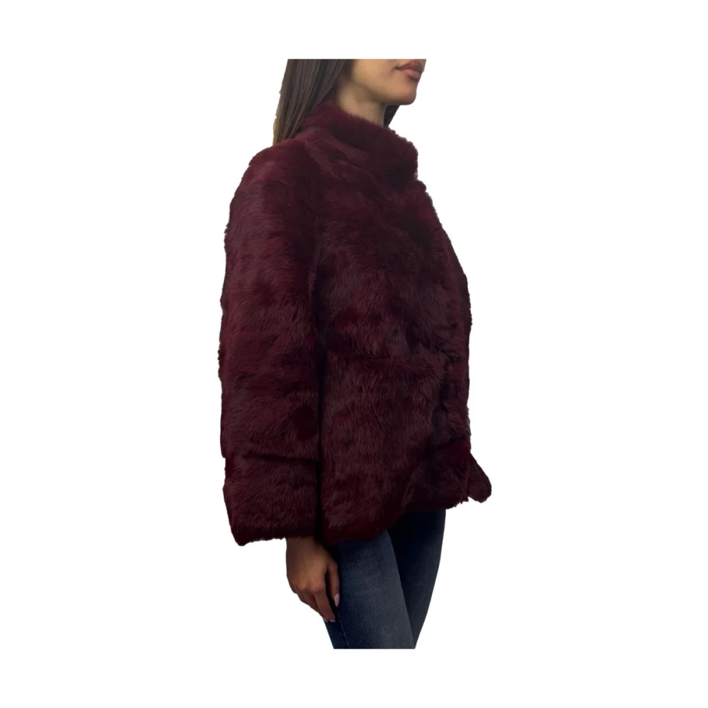 Atelier Legora Rode Konijnenbontjas Knoopsluiting Red Dames
