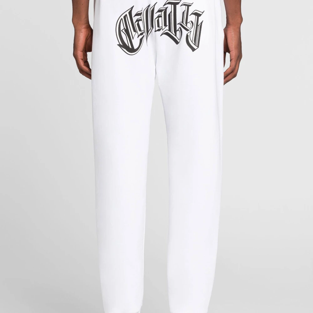 Roberto Cavalli Logo-Print Sweatpants met Tiger Tooth Hangers White Heren