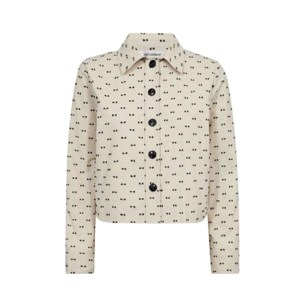 Co'Couture PixieCC Crop Jacket met Stijlvol Patroon Beige Dames
