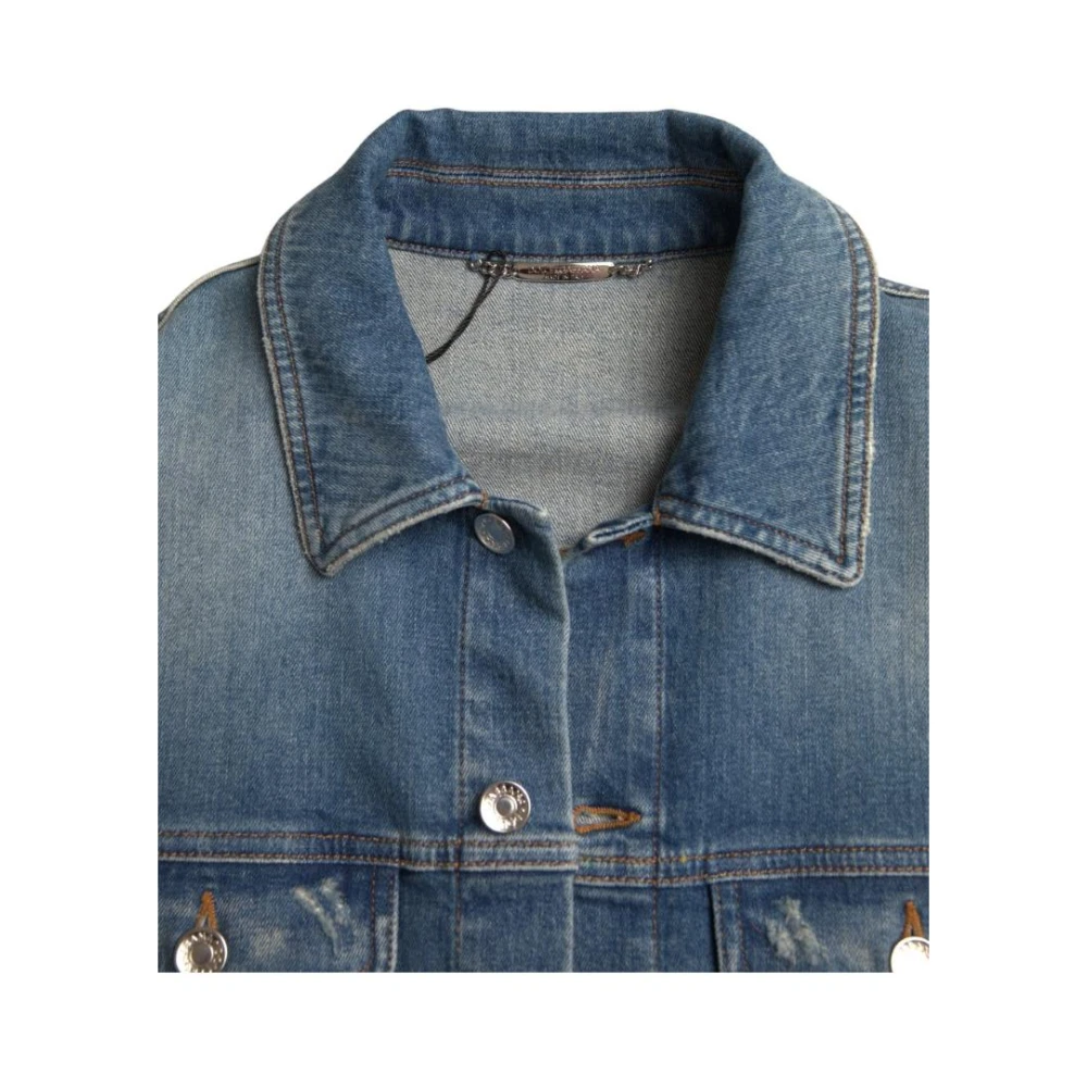 Dolce & Gabbana Blauwe Gewassen Denim Jack met Zakken Blue Heren