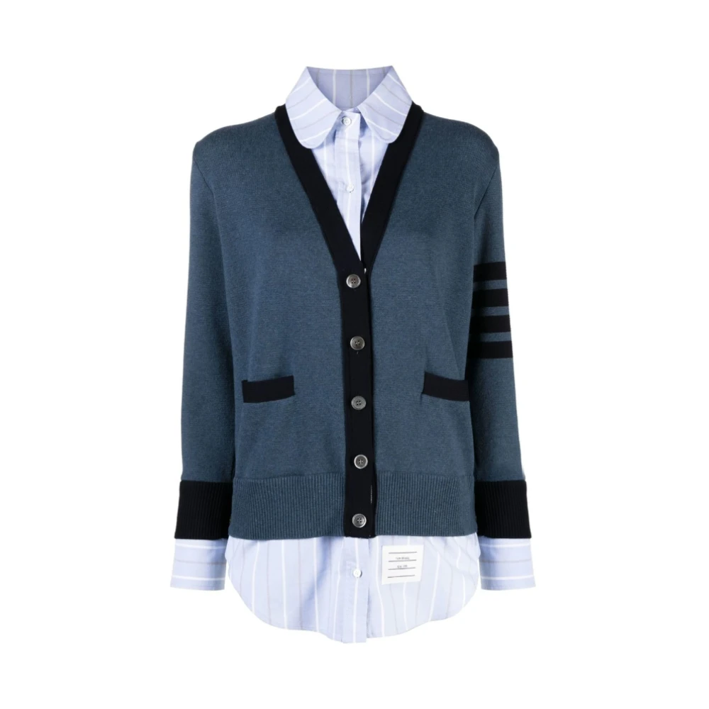 Thom Browne Women's Blue Sweater V Neck Cardigan