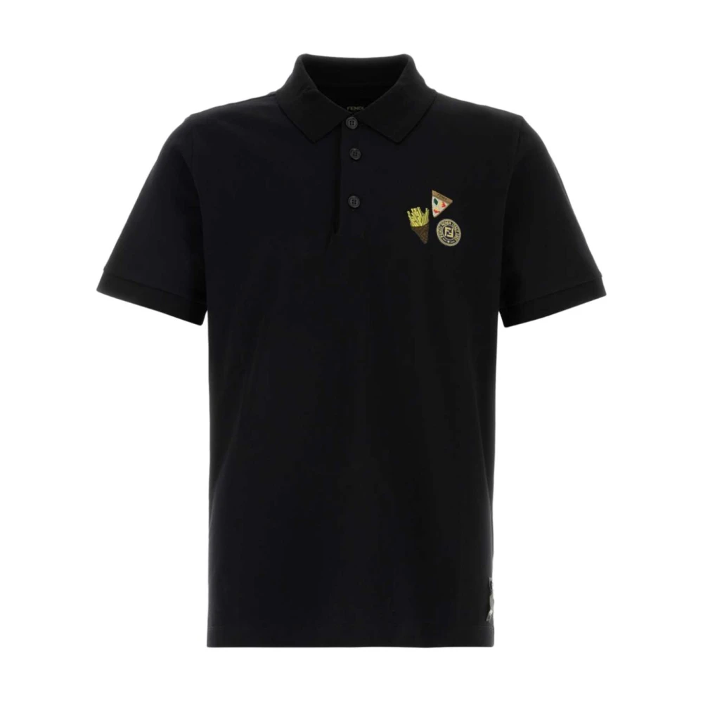 Fendi Stijlvolle Poloshirts met Voorknoppen Black Heren
