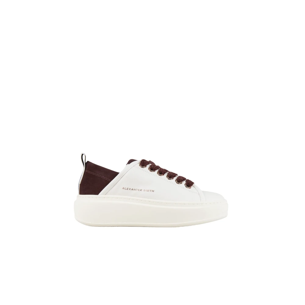 Alexander Smith Wembley Alta Donna in leer en bordeauxrode suède hak Dames Schoenen Wit