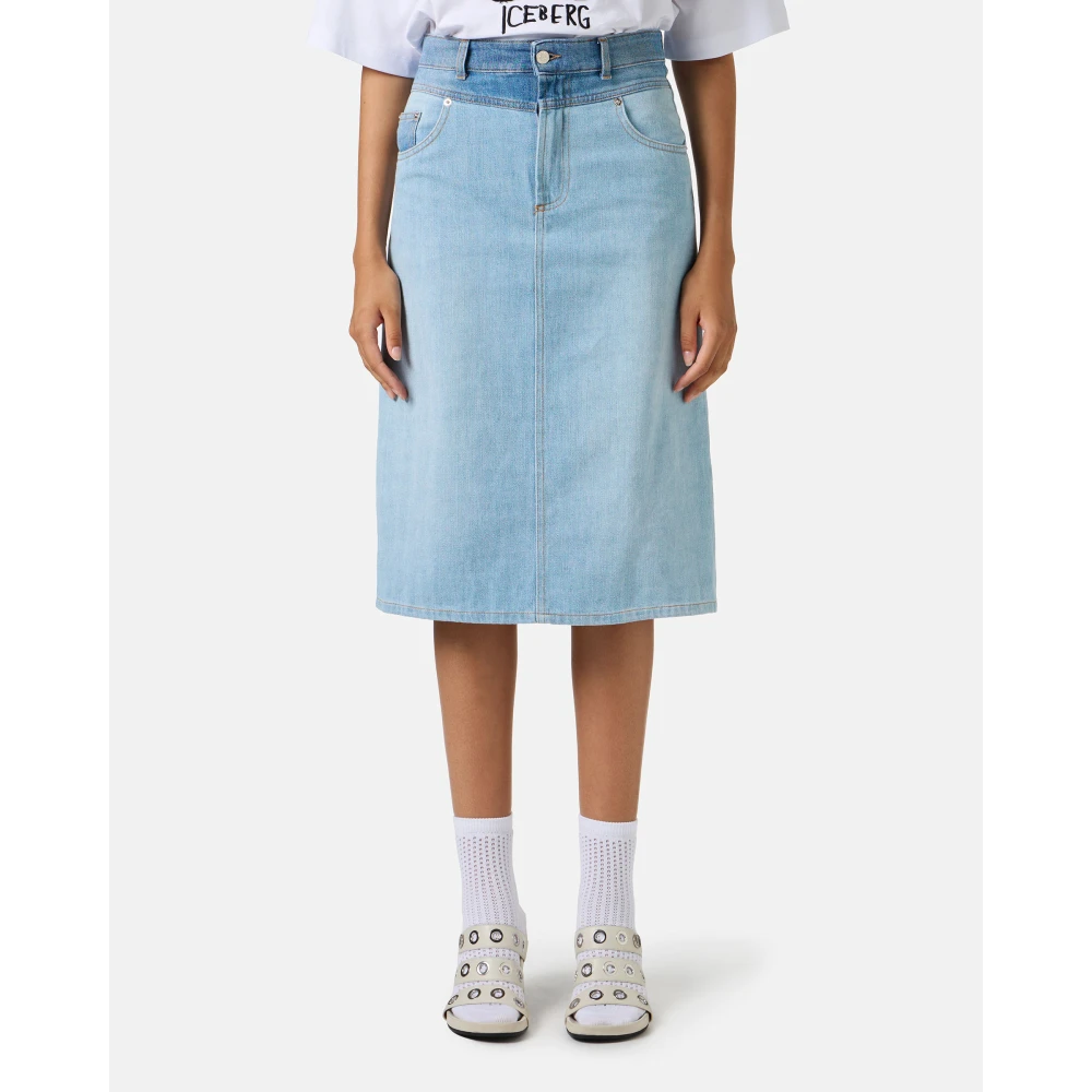 Iceberg Indigo denim rok met norHeren taille en losse pasvorm Blue Dames