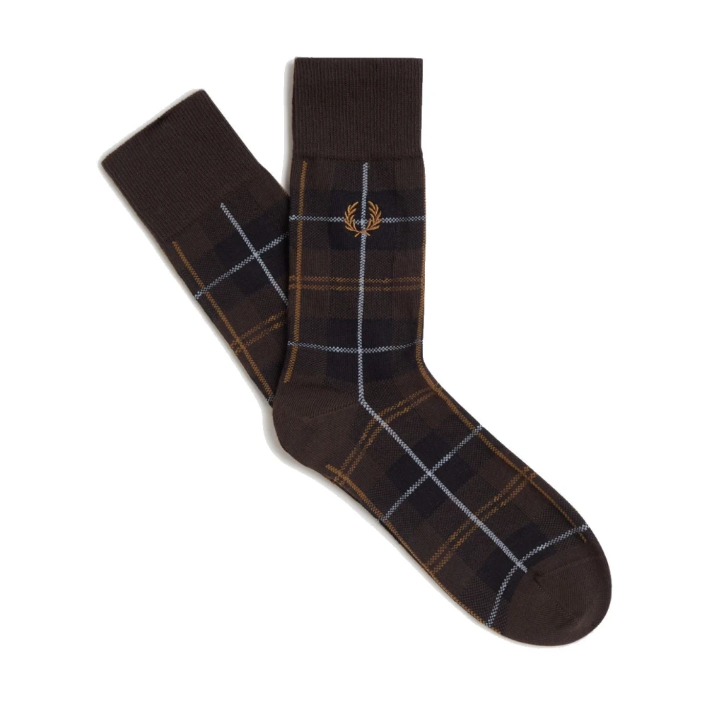 Fred Perry Herren Braun Socken Baumwolle Kariert - Bild 4