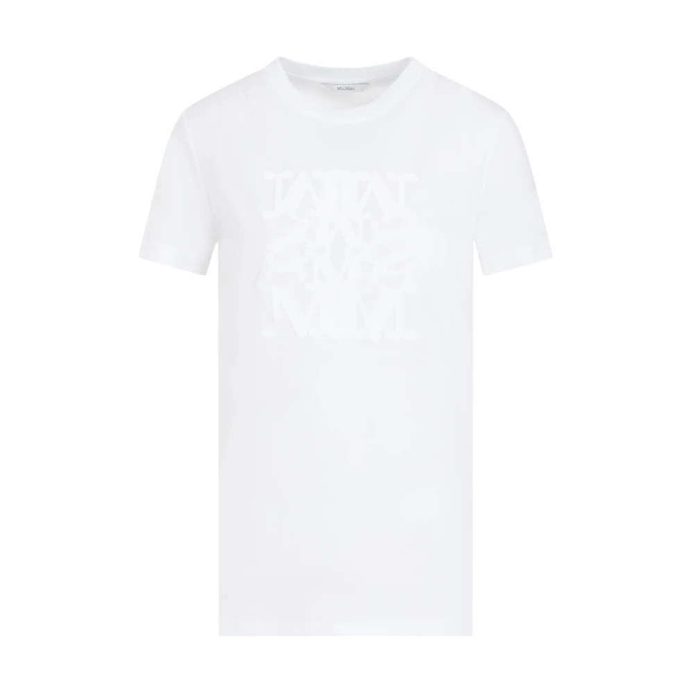 Max Mara Wit Katoenen T-shirt met Lurex Logo White Dames