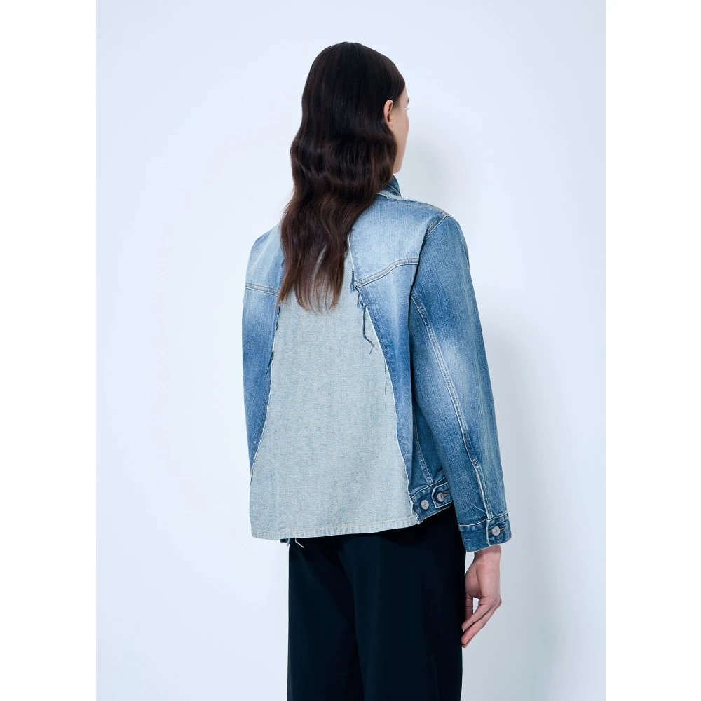 MM6 Maison Margiela Distressed Denim Jacket Blue Dames
