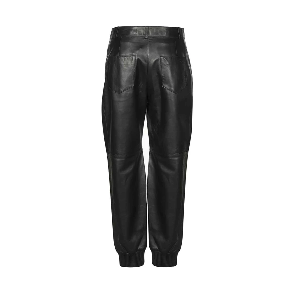 Karl Lagerfeld Geribbelde Leren Broek Black Dames
