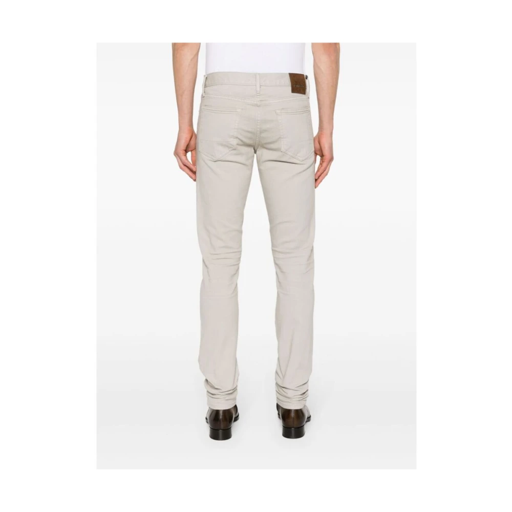 Tom Ford Grijze Slim Fit Jeans met Logo Appliqué Gray Heren