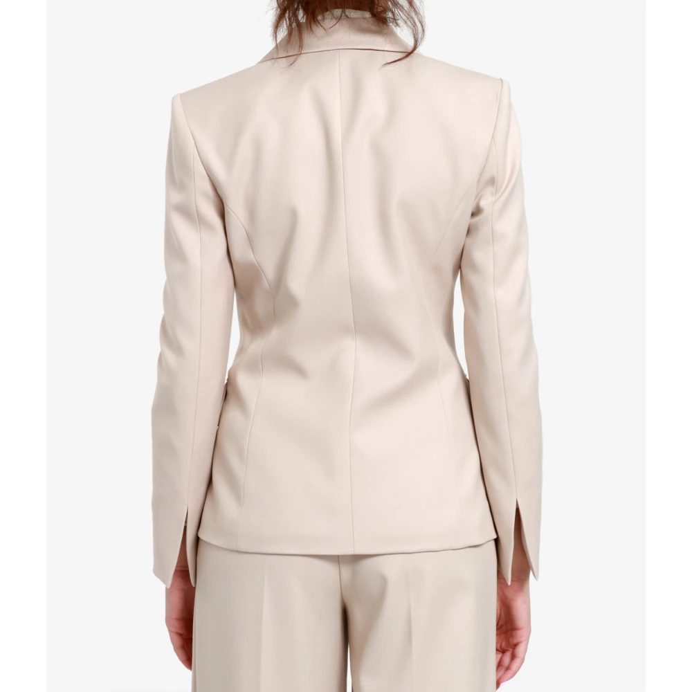 Simona Corsellini V-hals Viscose Jas Room Beige Dames