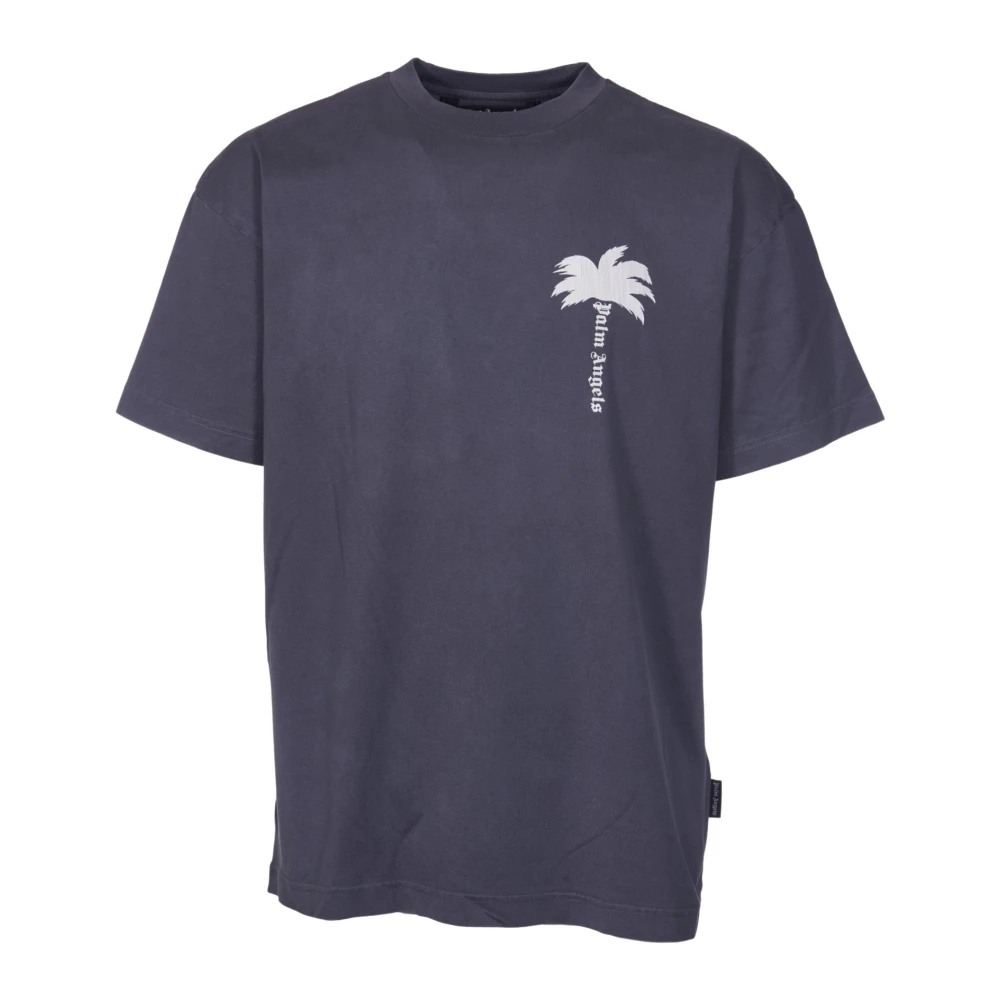 Palm Angels Bladprint Crew-neck T-shirt Grijs Gray Heren