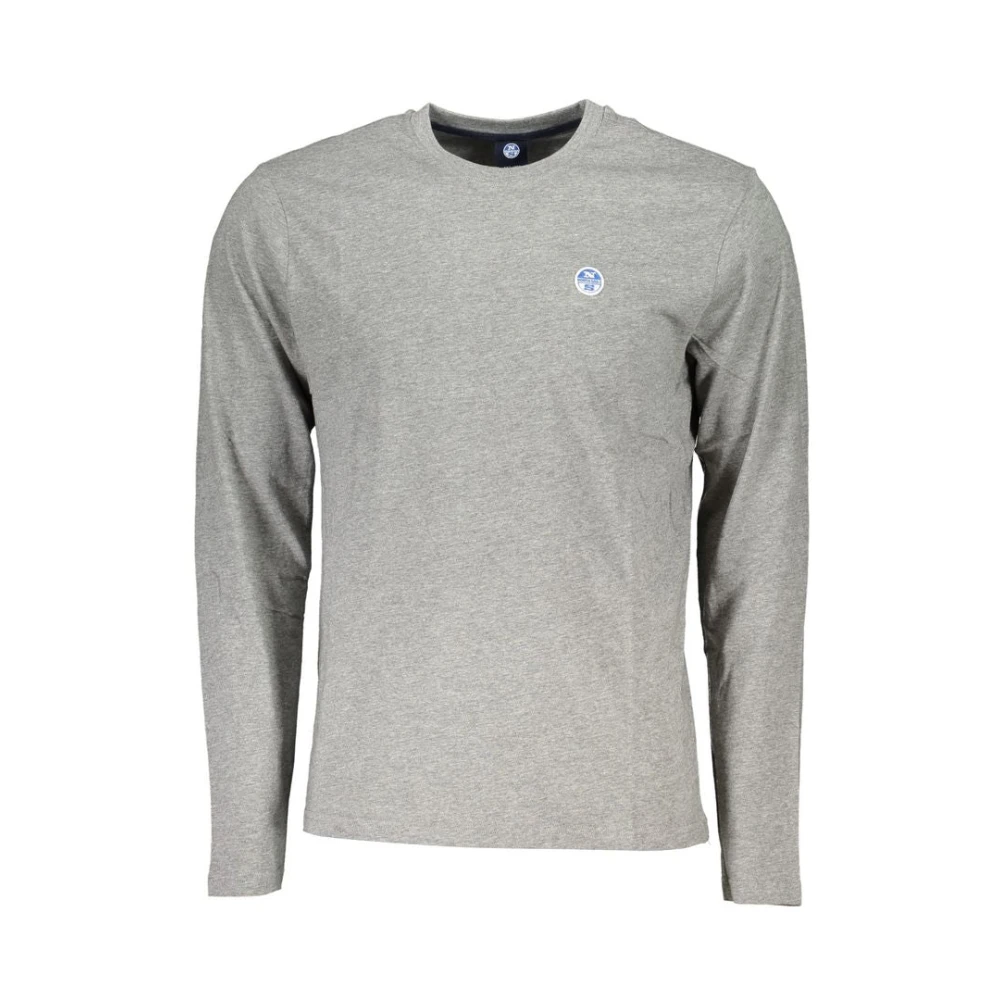 North Sails Men's Grey Cotton Long Sleeve Logo T-Shirt