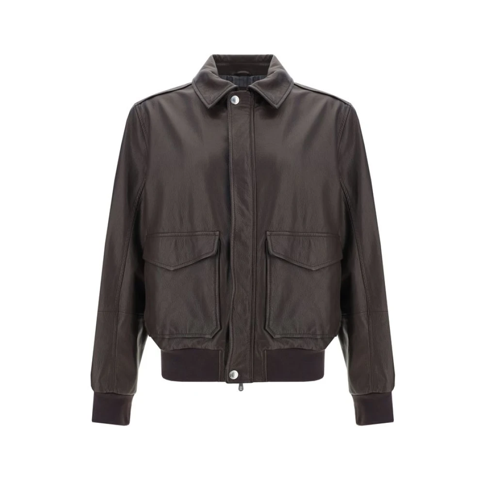 BRUNELLO CUCINELLI Klassieke Leren Jas Brown Heren