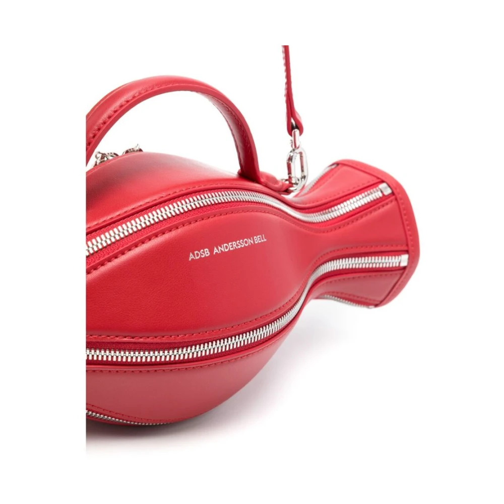 Andersson Bell Rode Leren Schoudertas met Meerdere Ritsen Red Dames
