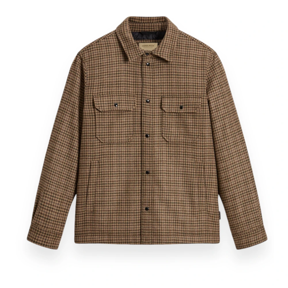 Woolrich Geruite Overshirt in Alaskawol Beige Heren
